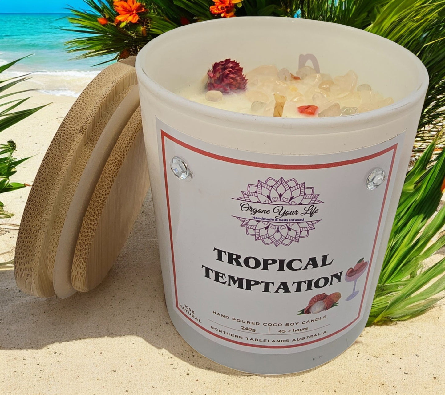 Strong Scented TROPICAL TEMPTATION Marbled Organic Coco Soy Wax Candles 185G/280g/330g