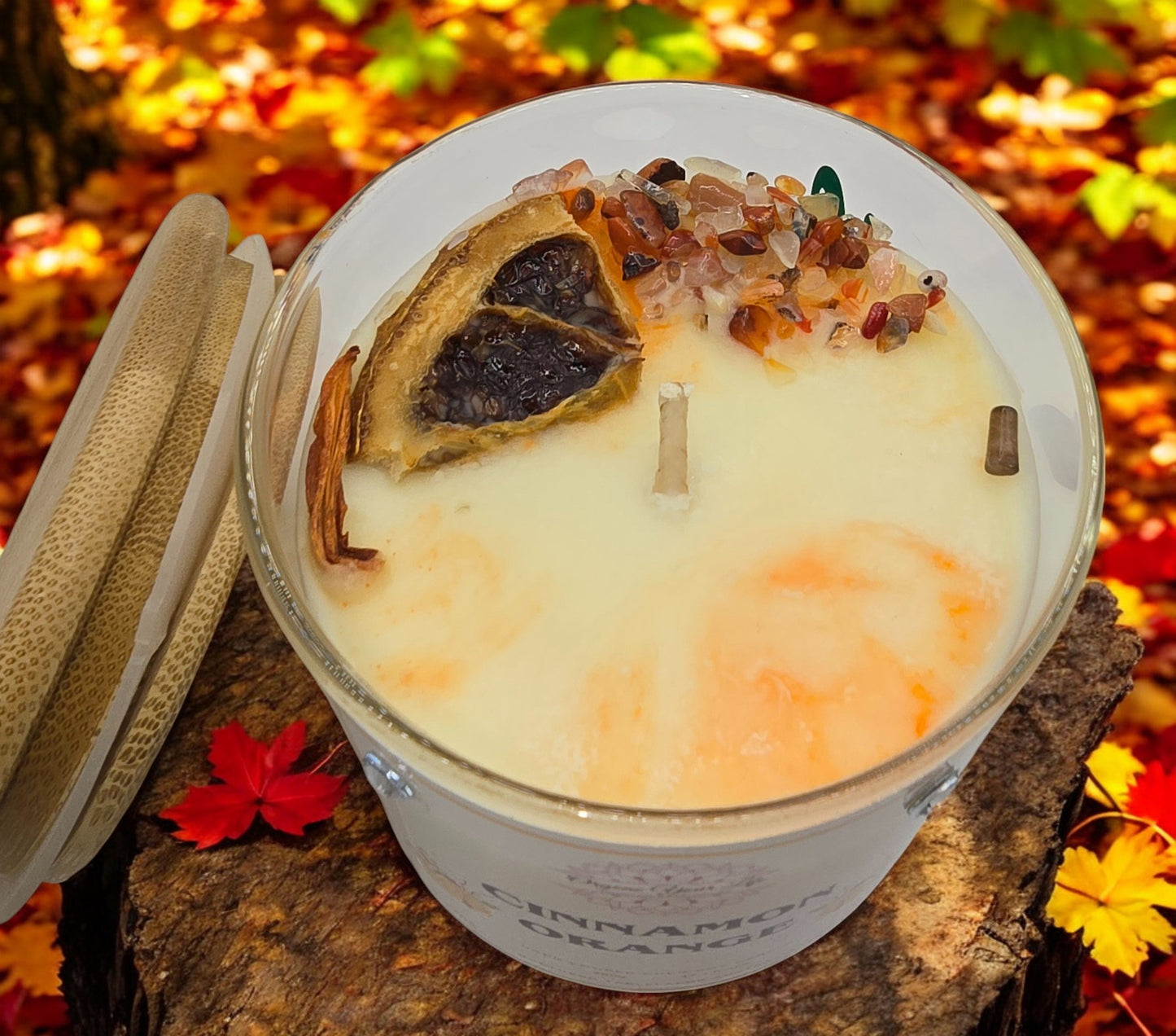 Strong Scented CINNAMON ORANGE Marbled Organic Coco Soy Wax Candles Hand poured - 240g/280G/330G
