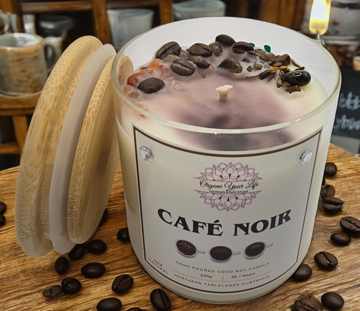 Strong Scented CAFE NOIR Marbled Organic Coco Soy Wax Candles Hand poured - 240g/280G/330G (Copy)
