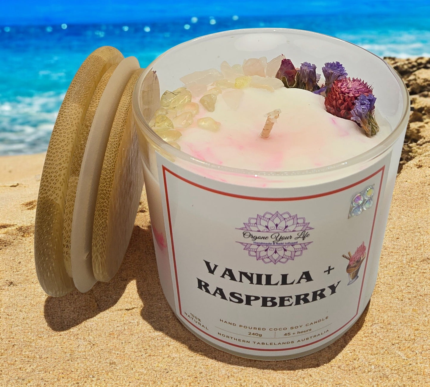 Strong Scented VANILLA RASPBERRY Marbled Organic Coco Soy Wax Candles Hand poured - 240g/280g/330geas - Made in AU