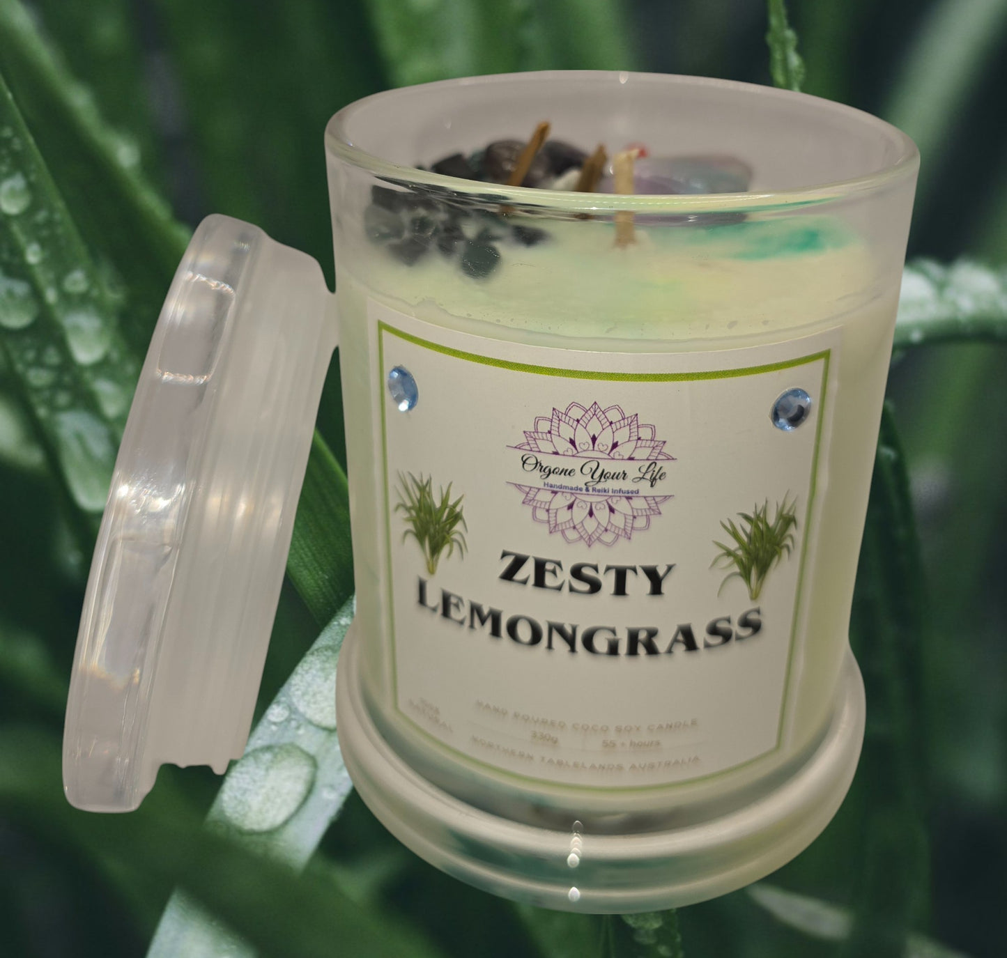 Strong Scented ZESTY SERAI LEMONGRASS Marbled Organic Coco Soy Wax Candles 185G/280g/330g