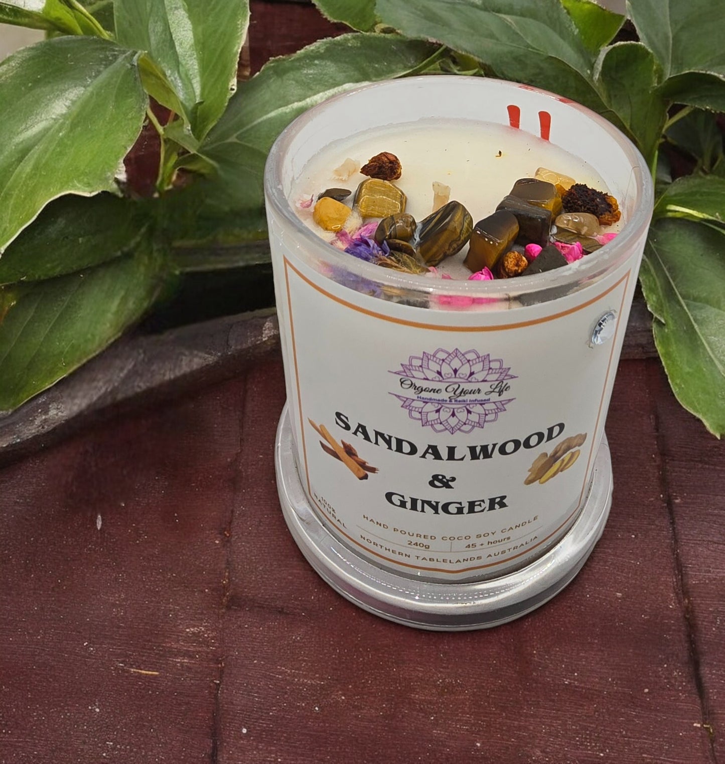 Strong Scented SANDALWOOD & GINGER Marbled Organic Coco Soy Wax Candles Hand poured - 240g/280g/330g (Copy)
