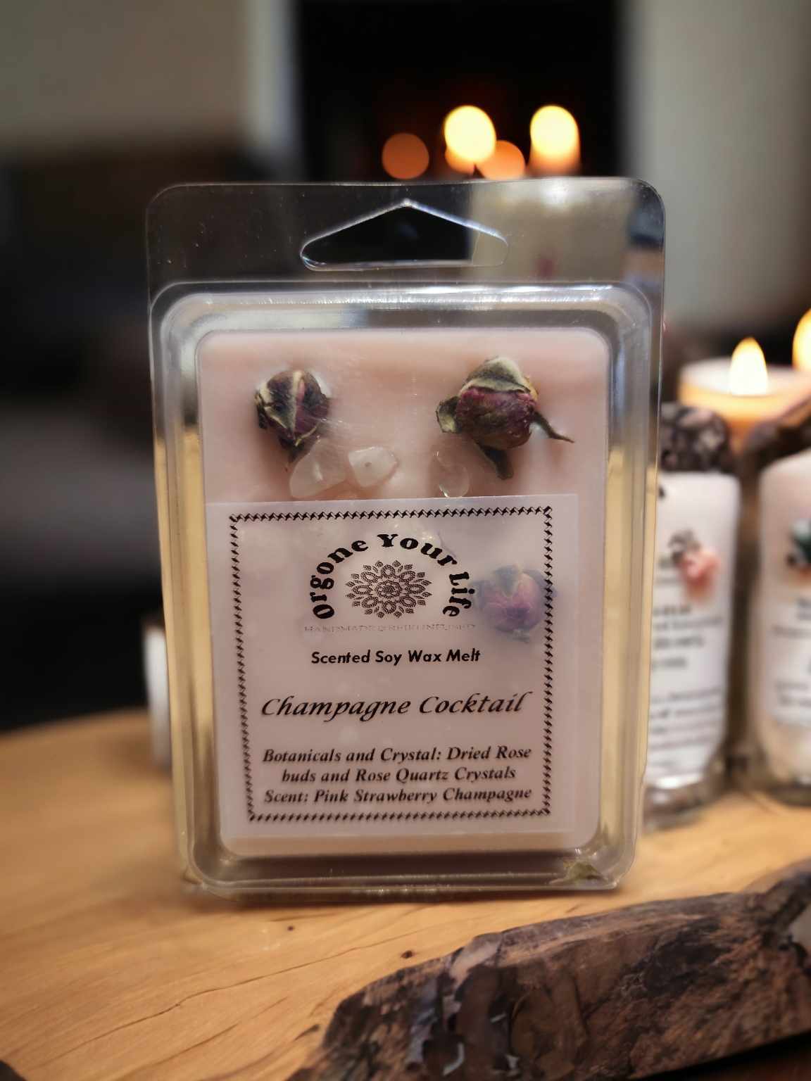 Strong Scented Soy Wax Melts with Crystals, Flowers Dried Orange Hand poured - 80-90g - Gift ideas - Made in Australia
