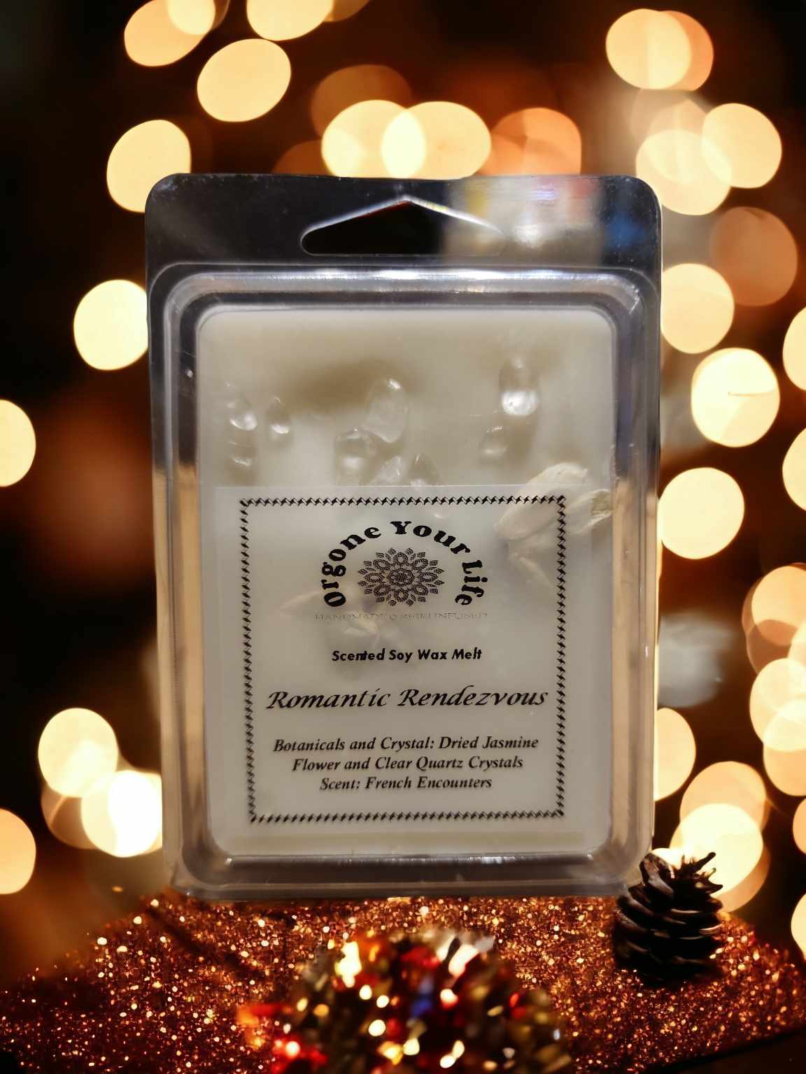 Strong Scented Soy Wax Melts with Crystals, Flowers Dried Orange Hand poured - 80-90g - Gift ideas - Made in Australia