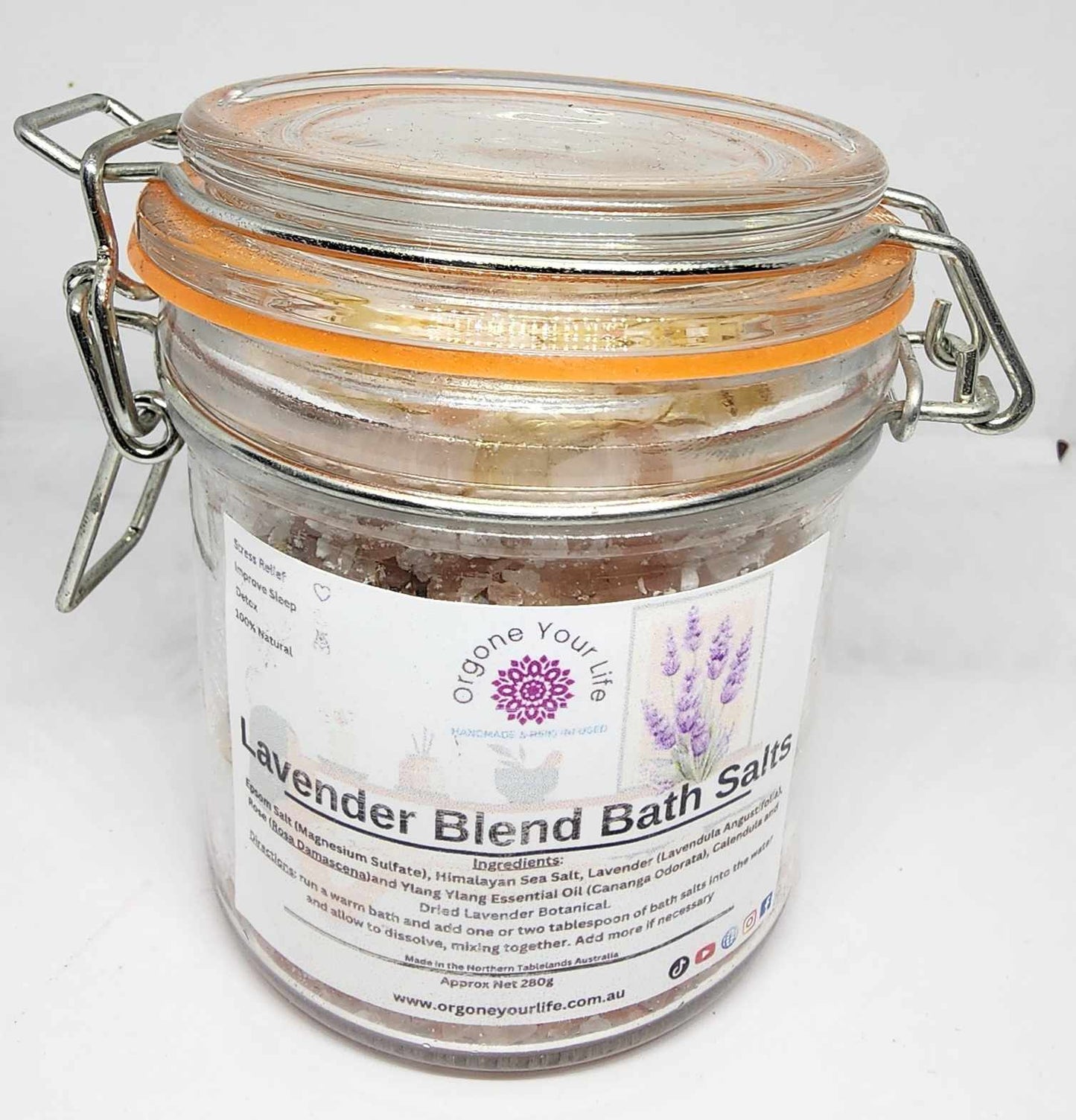 Aromatherapy HERBAL BATH SALTS Epsom Himalayan Sea Salt Magnesium Lavender Tangerine Rose Ylang Ylang Essential Oils