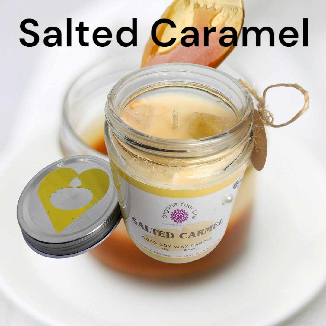Strong Scented SALTED CARAMEL Marbled Organic Coco Soy Wax Candles Hand poured - 240g/280G/330g