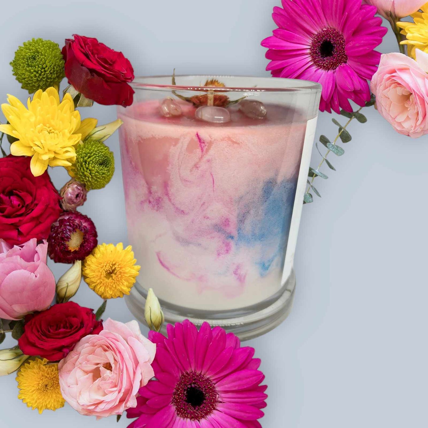 Strong Scented STRAWBERRIES & CREAM Marbled Pure Coco Soy Wax Candles Hand poured - 185G/280G/330g