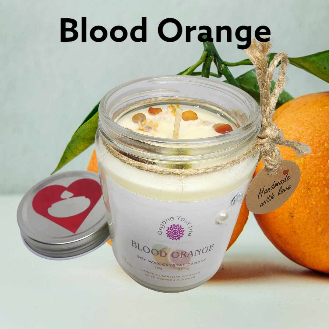 Strong Scented BLOOD ORANGE Marbled Organic Coco Soy Wax Candles Hand poured - 240g/280g/330g