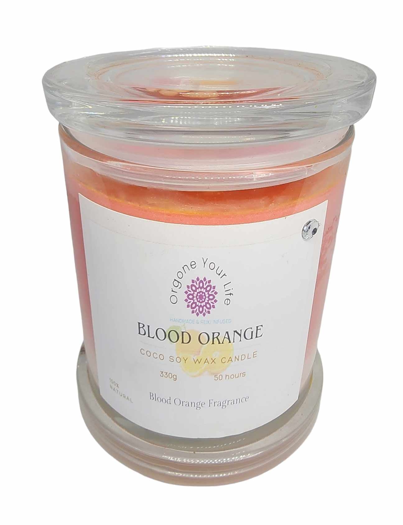 Strong Scented BLOOD ORANGE Marbled Organic Coco Soy Wax Candles Hand poured - 240g/280g/330g