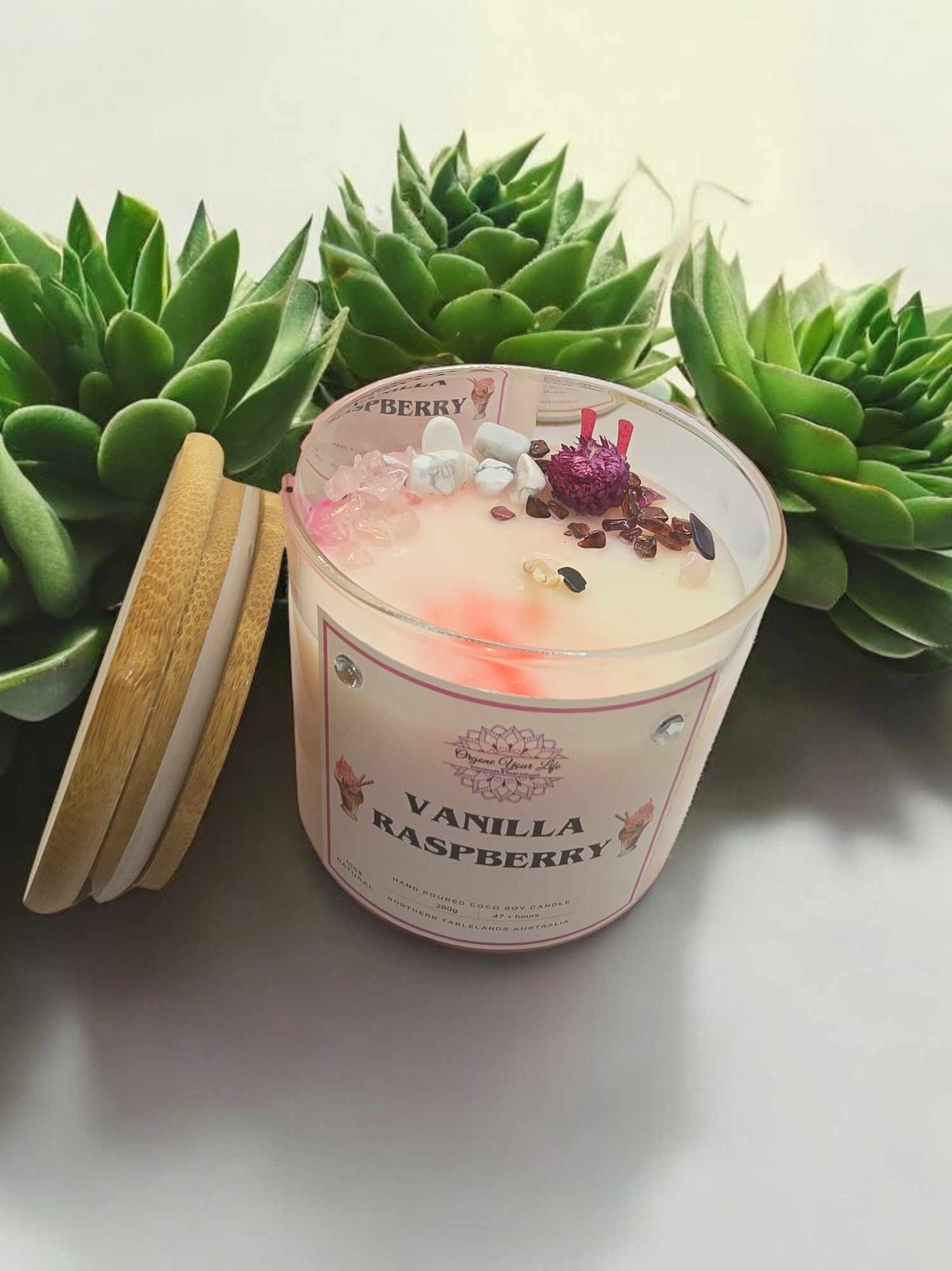 Strong Scented VANILLA RASPBERRY Marbled Organic Coco Soy Wax Candles Hand poured - 240g/280g/330geas - Made in AU