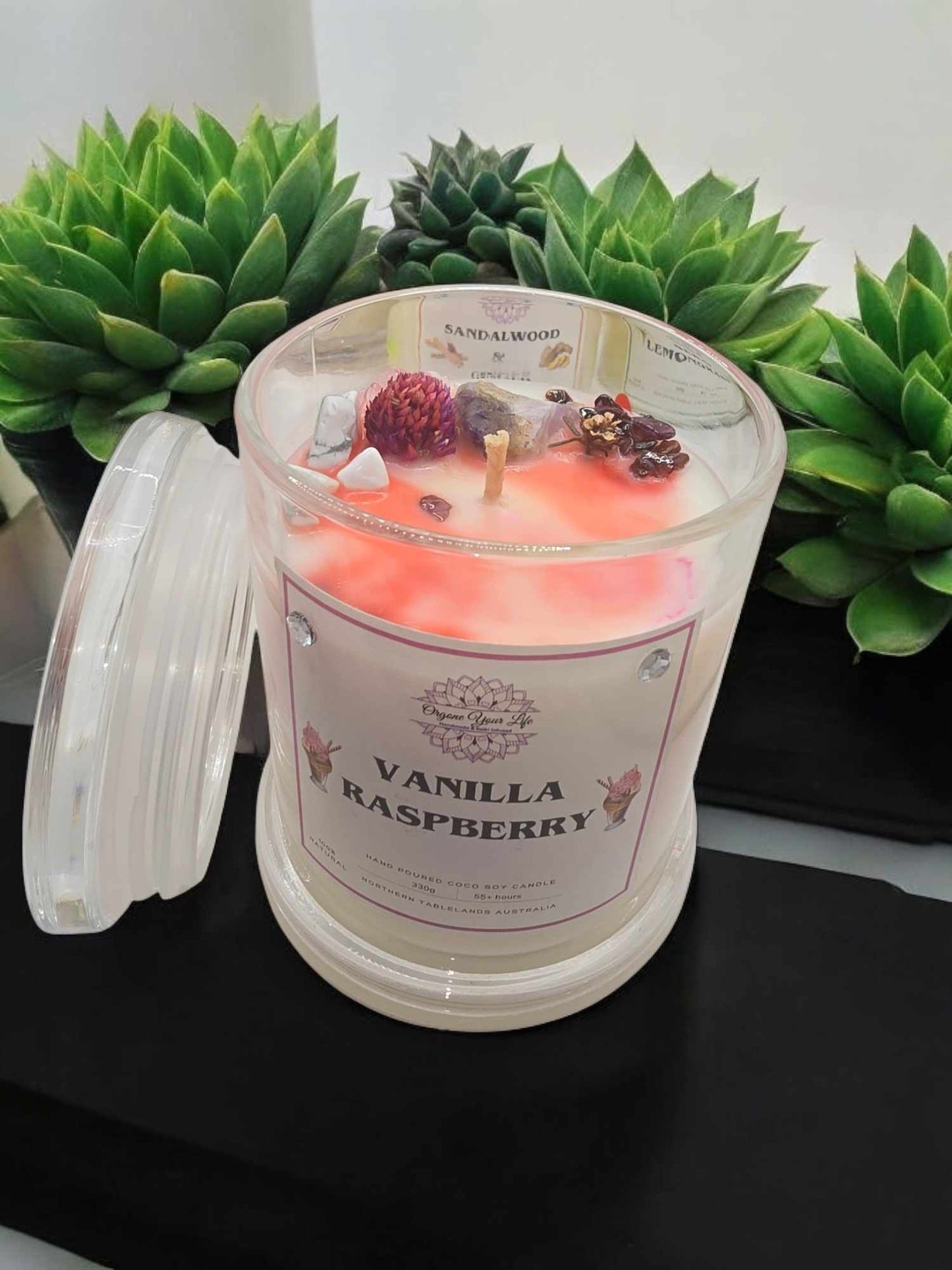 Strong Scented VANILLA RASPBERRY Marbled Organic Coco Soy Wax Candles Hand poured - 240g/280g/330geas - Made in AU