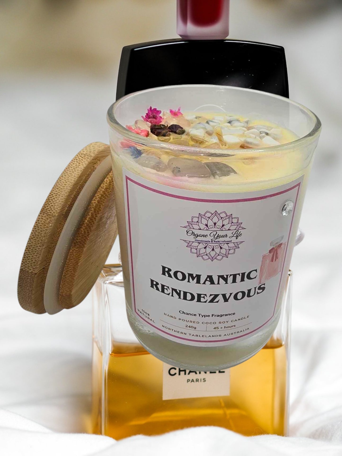 Strong Scented ROMANTIC RENDEZVOUS Inspired By Chanel CHANCE Marbled Organic Coco Soy Wax Candles Hand poured - 240g/280g/330g