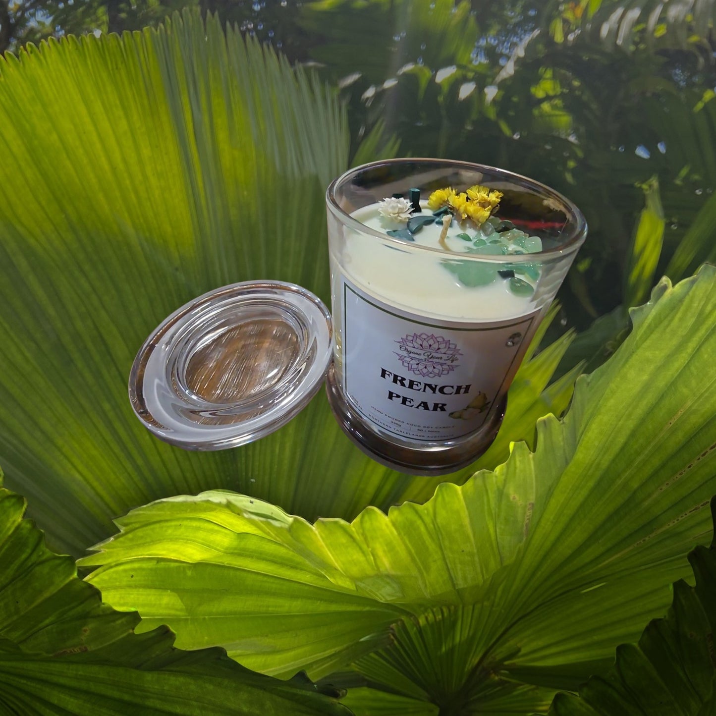 Strong Scented FRENCH PEAR Marbled Organic Coco Soy Wax Candles Hand poured - 240g/280g/330g