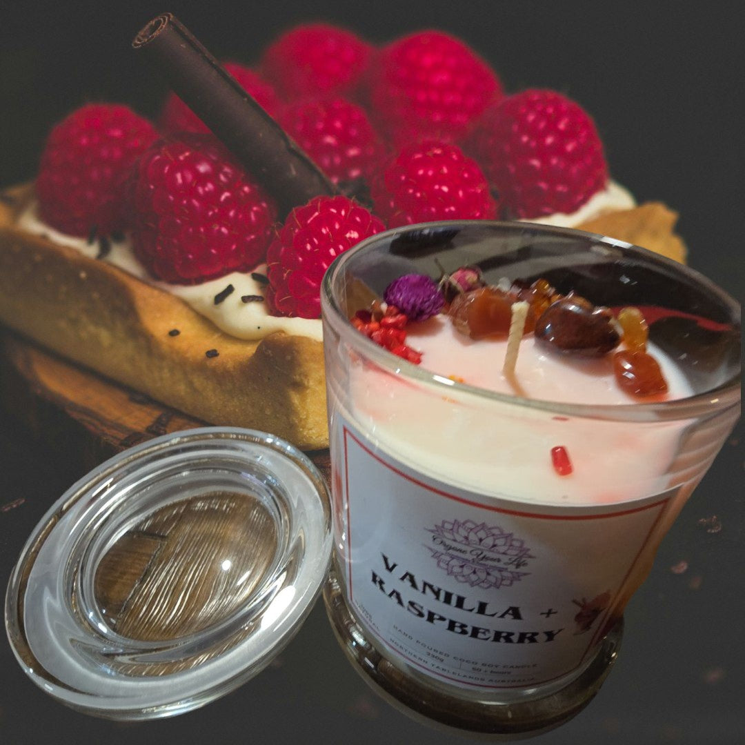 Strong Scented VANILLA RASPBERRY Marbled Organic Coco Soy Wax Candles Hand poured - 240g/280g/330geas - Made in AU
