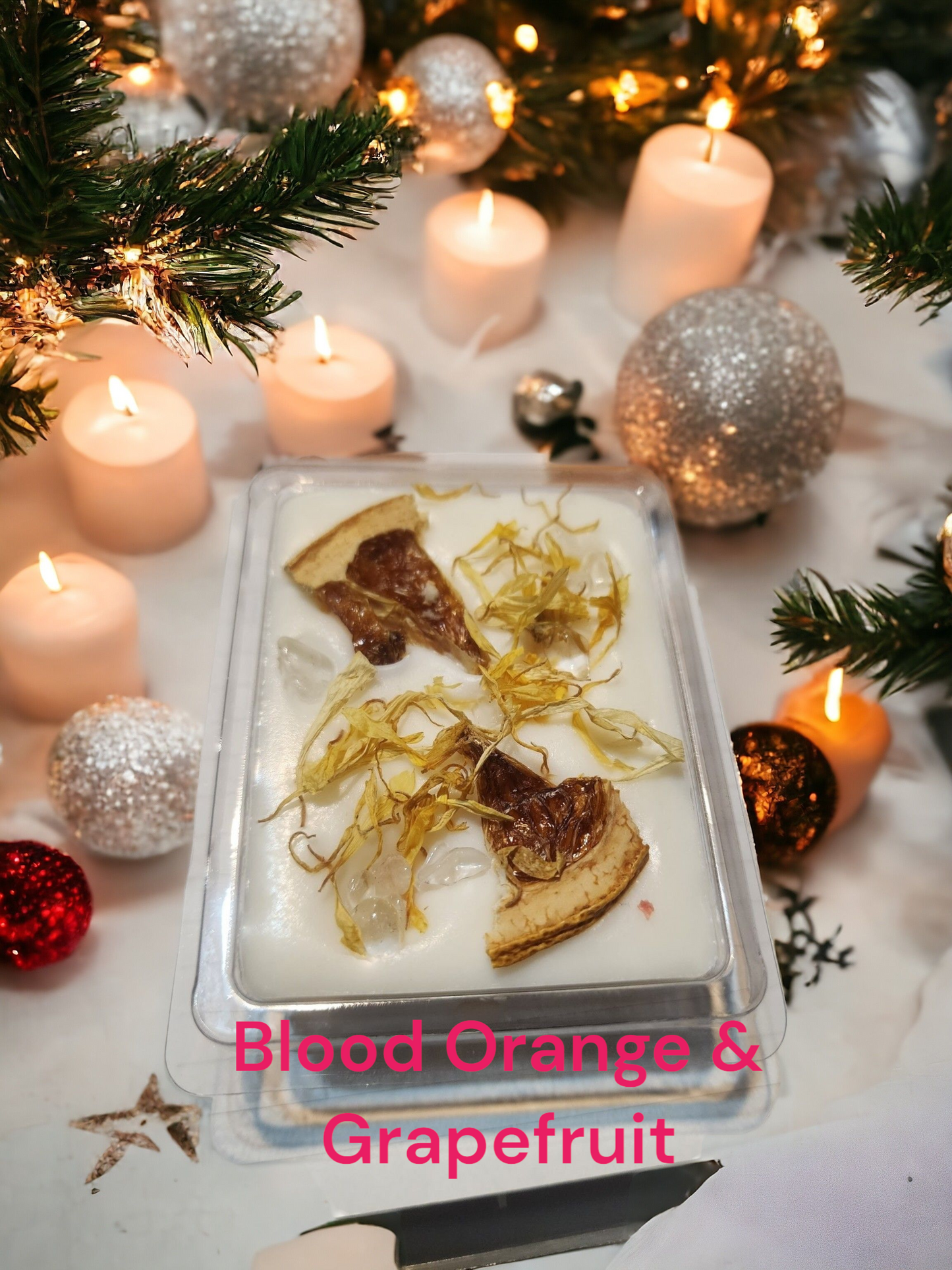 Strong Scented Soy Wax Melts with Crystals, Flowers Dried Orange Hand poured - 80-90g - Gift ideas - Made in Australia