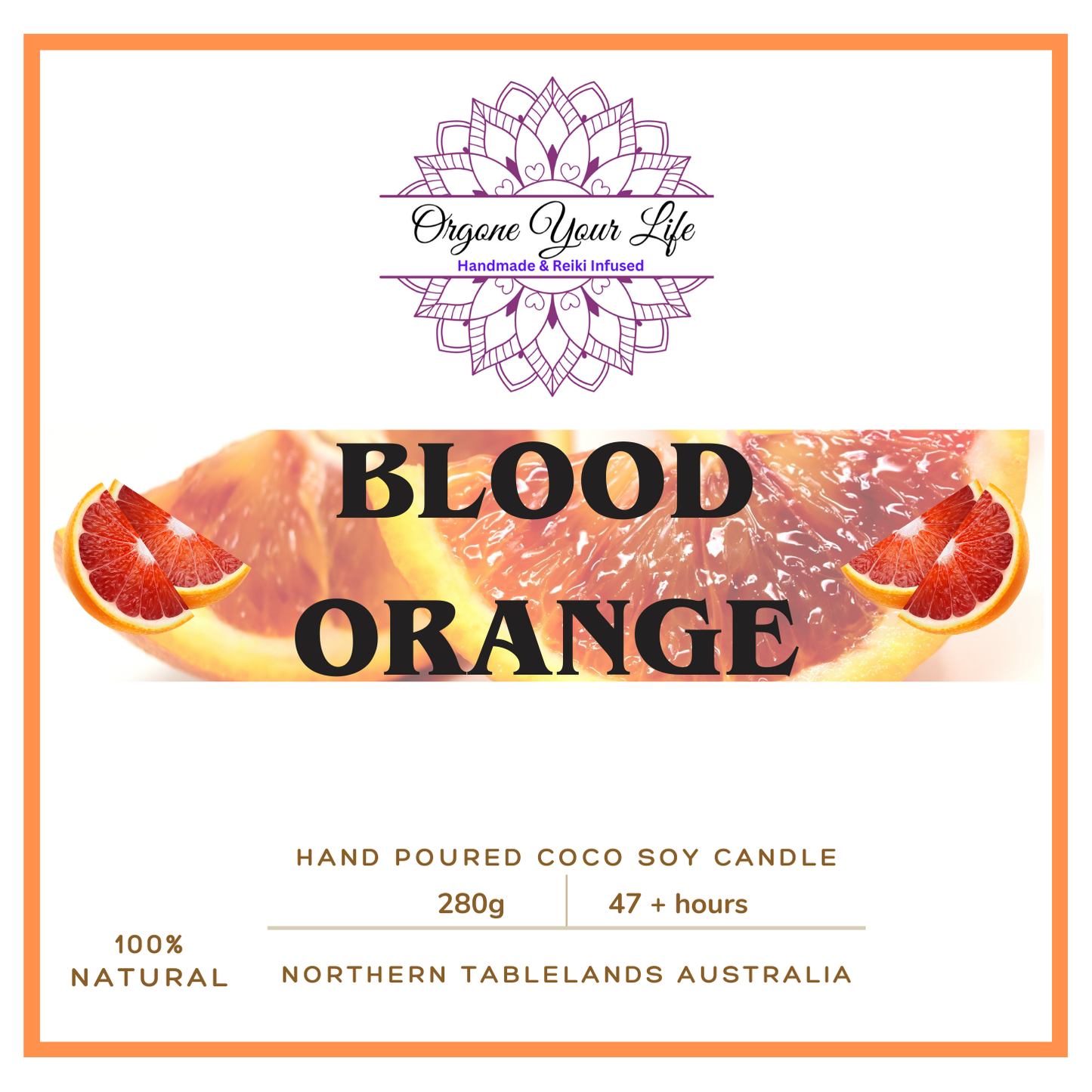 Strong Scented BLOOD ORANGE Marbled Organic Coco Soy Wax Candles Hand poured - 240g/280g/330g