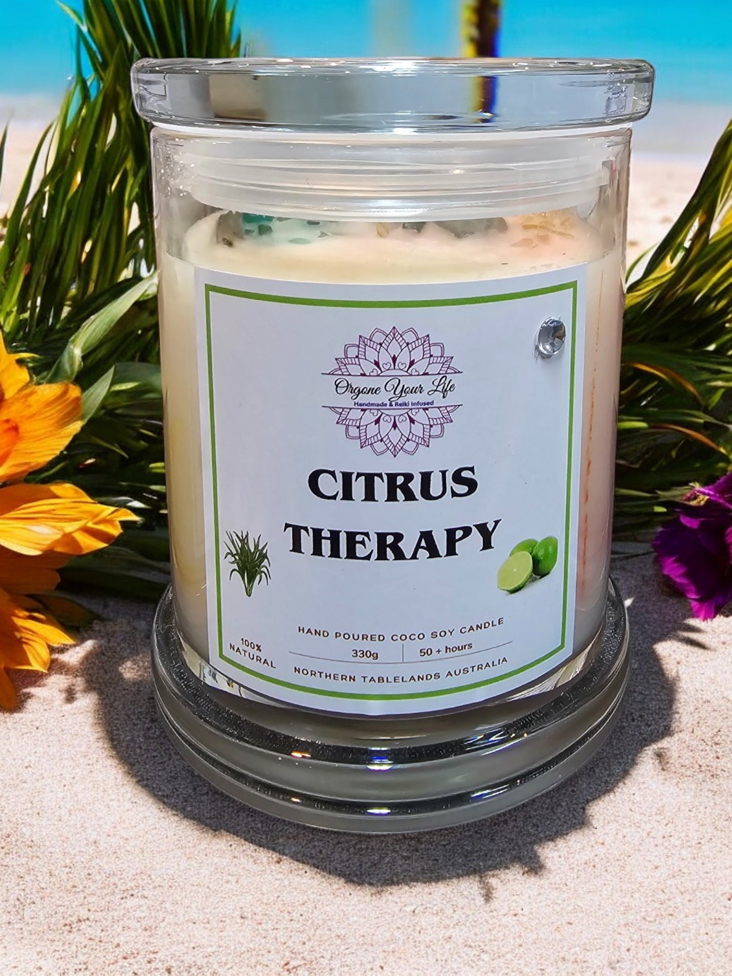 Strong Scented CITRUS THERAPY Marbled Organic Coco Soy Wax Candles Hand poured - 185G/240g/280g/330g