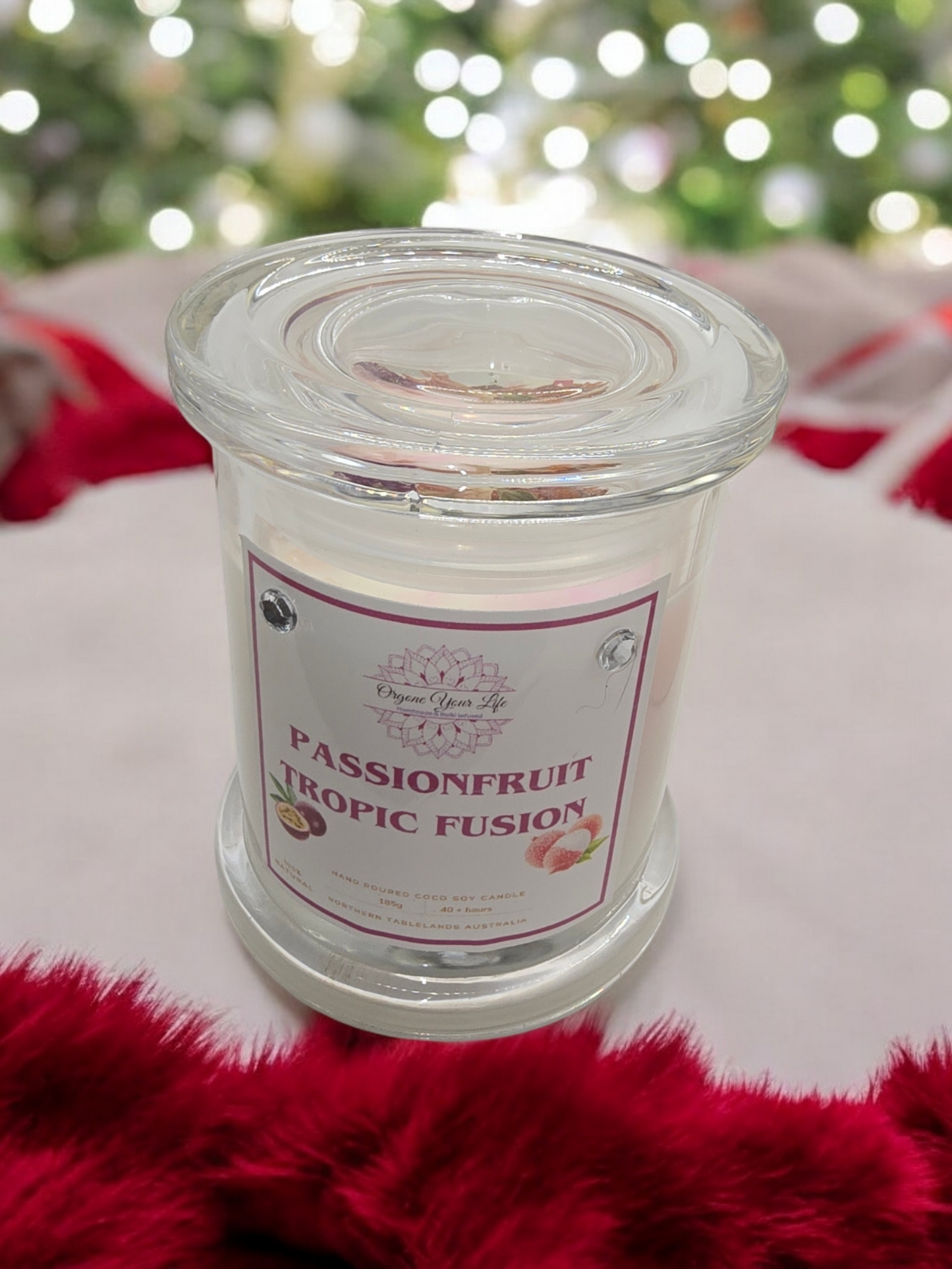 Strong Scented PASSIONFRUIT TROPIC FUSION Marbled Organic Coco Soy Wax Candles Hand poured - 185g/280g/330g