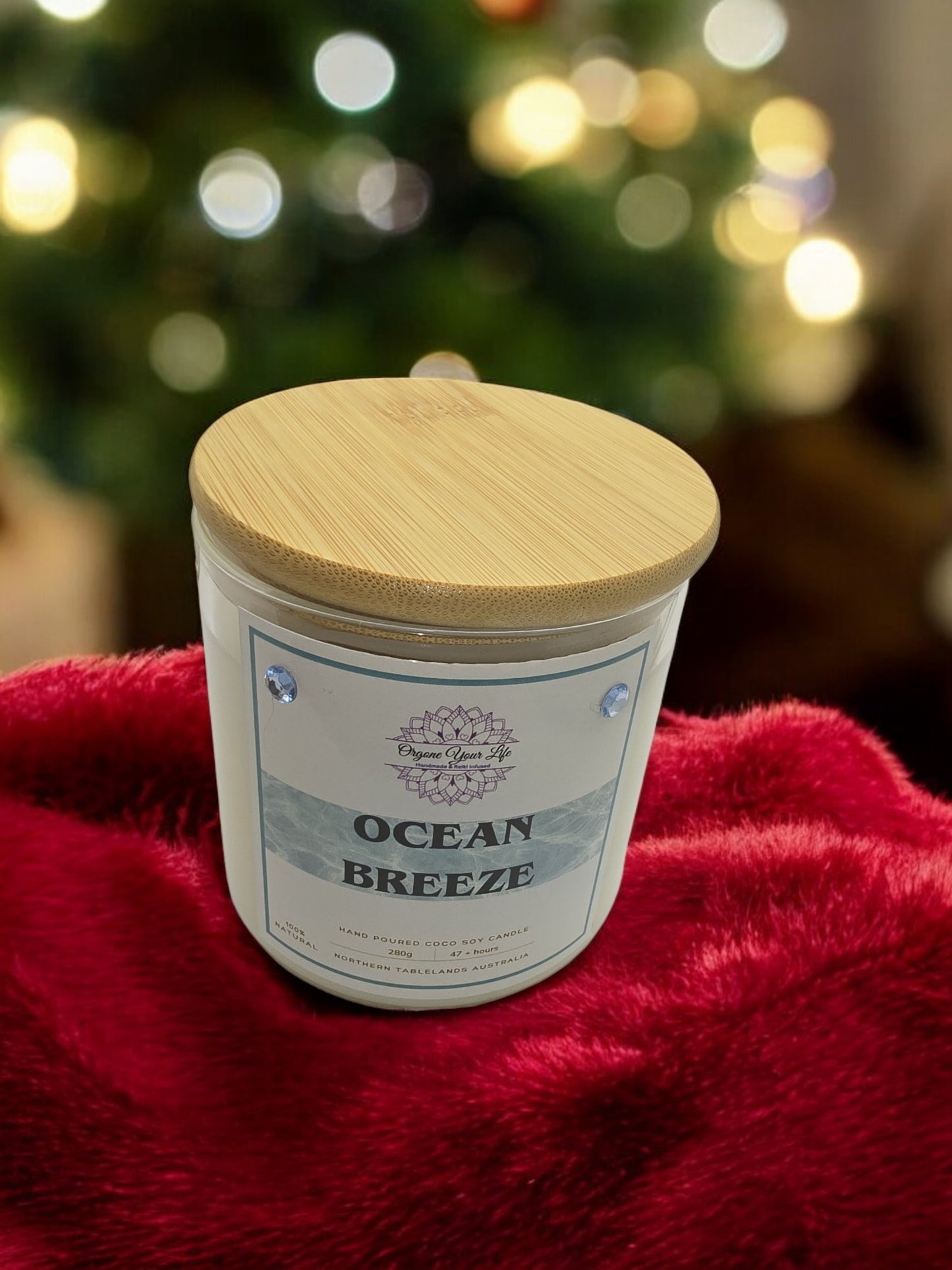 Strong Scented OCEAN BREEZE Marbled Blue Organic Coco Soy Wax Candles Hand poured - 185g/240g/280g/g/330g