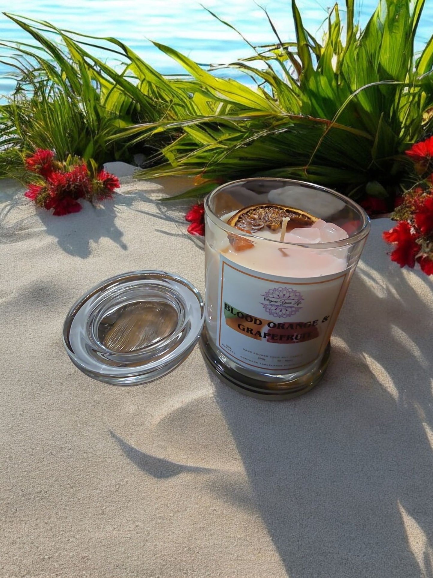 Strong Scented BLOOD ORANGE & GRAPEFRUIT Marbled Organic Coco Soy Wax Candles Hand poured - 240g/280G/330g