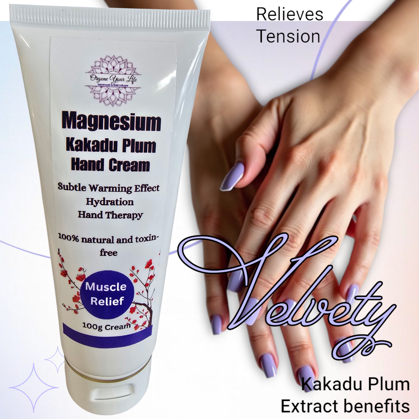 Velvety Feel Kakadu Plum & Magnesium Hand Cream with Clove, Ginger & Lavender – Natural Relief for Dry, Tired Hands