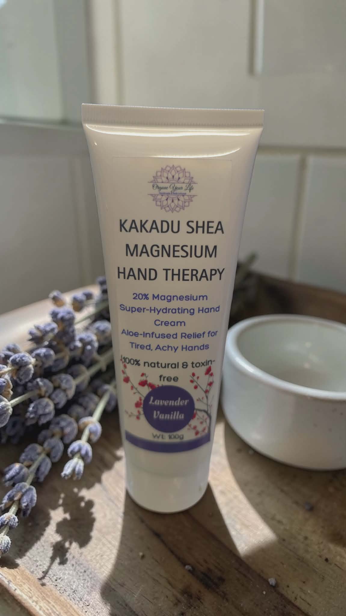 Magnesium Hand Cream for Pain Relief with Shea Butter & Kakadu Plum (Lavender Vanilla) 90-100g