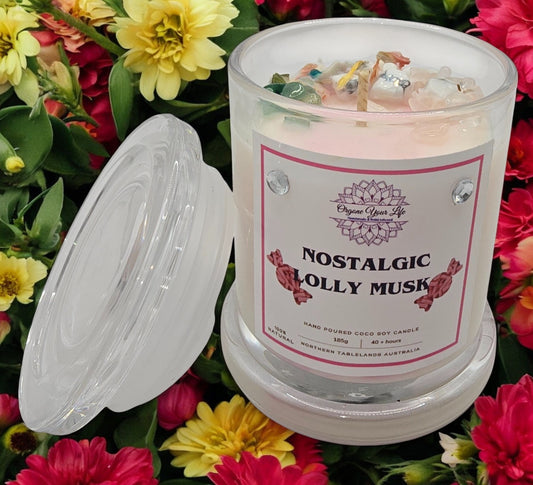 Strong Scented NOSTALGIC LOLLY MUSK Marbled Organic Coco Soy Wax Candles 185g/280g/330g