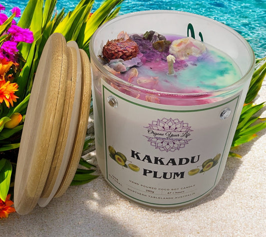 Strong Scented KAKADU PLUM Marbled Organic Coco Soy Wax Candles 185g/280g/330g