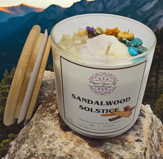 Strong Scented SANDALWOOD SOLSTICE Marbled Organic Coco Soy Wax Candles 185g/280g/330g