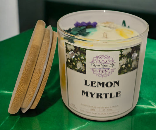 Strong Scented LEMON MYRTLE Marbled Organic Coco Soy Wax Candles  Hand poured - 240g/280G/330G