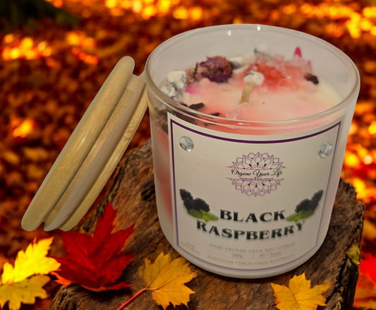 Strong Scented BLACK RASPBERRY Marbled Organic Coco Soy Wax Candles  Hand poured - 240g/280G/330G