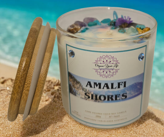 Strong Scented AMALFI SHORES Marbled Organic Coco Soy Wax Candles  Hand poured - 185g/280g/330g