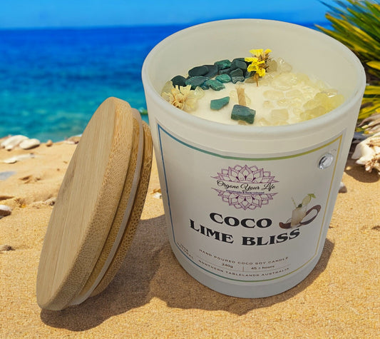 Strong Scented COCO LIME BLISS Marbled Organic Coco Soy Wax Candles  Hand poured - 240g/280g/330g