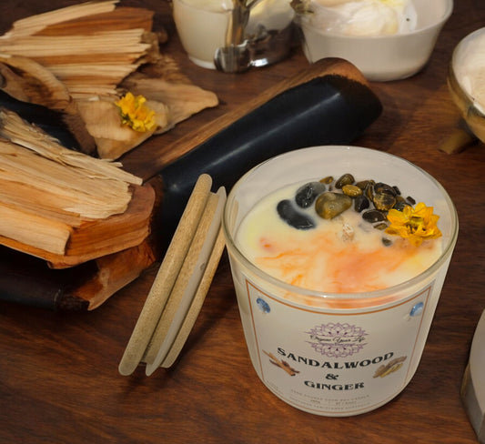 Strong Scented SANDALWOOD & GINGER Marbled Organic Coco Soy Wax Candles Hand poured - 240g/280g/330g (Copy)