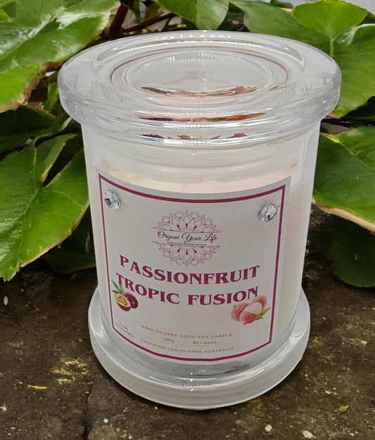 Strong Scented PASSIONFRUIT TROPIC FUSION Marbled Organic Coco Soy Wax Candles Hand poured - 185g/280g/330g