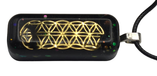 DNA Light Code Orgonite Pendant – Orgone Reiki & Scalar Infused Shungite & Magnetite Crystals 4cm