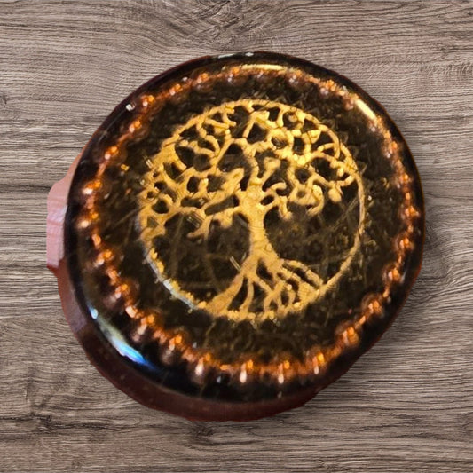 Tree of Life Orgonite Disc – Reiki & Scalar Infused Orgone Shungite, Magnetite & Copper EMF Neutraliser (4cm) Pocket Rocket