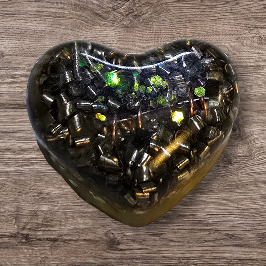 Heart-Shaped Orgone Tower Buster – Steel, Copper Coil Double-Terminated Quartz Reiki and Scalar Infused