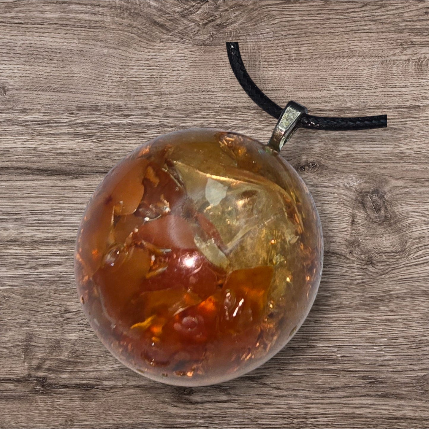 Solar Plexus Chakra Orgone Pendant – Magnetite, Citrine Copper (432Hz Tuned) Reiki and Scalar Infused