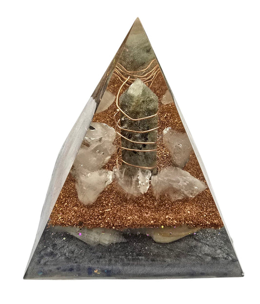 Lunar Awakening – Labradorite Orgone Pyramid (432Hz Tuned) Reiki and Scalar Infused