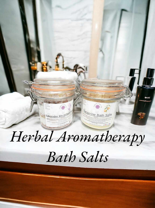 Aromatherapy HERBAL BATH SALTS Epsom Himalayan Sea Salt Magnesium Lavender Tangerine Rose Ylang Ylang  Essential Oils