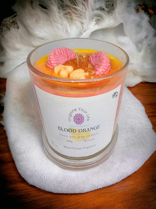 Strong Scented BLOOD ORANGE Marbled Organic Coco Soy Wax Candles  Hand poured - 240g/280g/330g