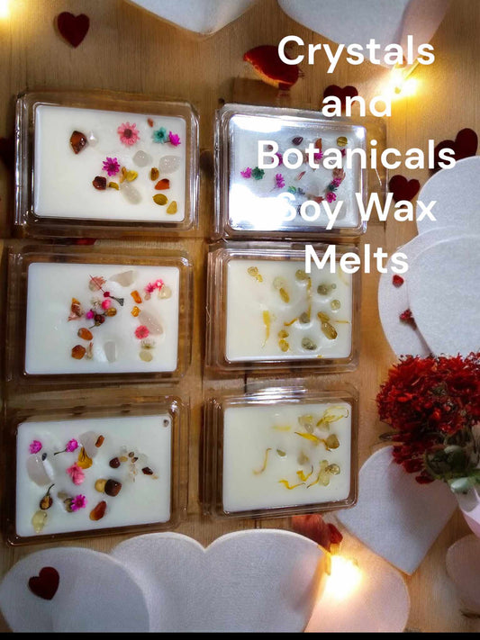 Strong Scented Soy Wax Melts with Crystals, Flowers Dried Orange Hand poured - 80-90g - Gift ideas - Made in Australia
