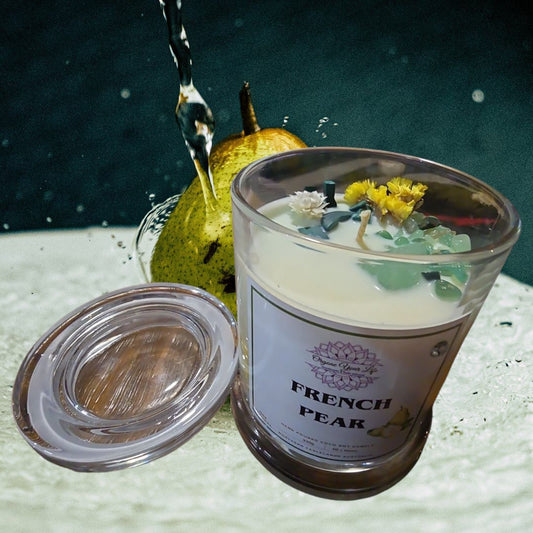 Strong Scented FRENCH PEAR Marbled Organic Coco Soy Wax Candles Hand poured - 240g/280g/330g