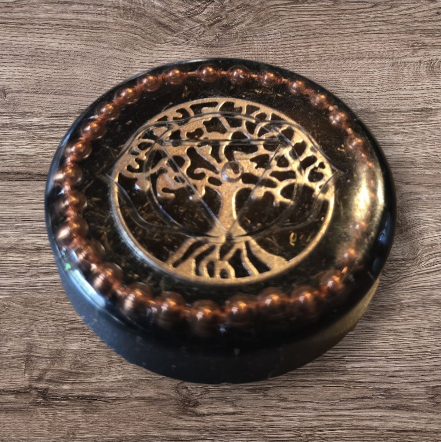 Tree of Life Orgonite Disc – Reiki & Scalar Infused Orgone Shungite, Magnetite & Copper EMF Neutraliser (4cm) Pocket Rocket