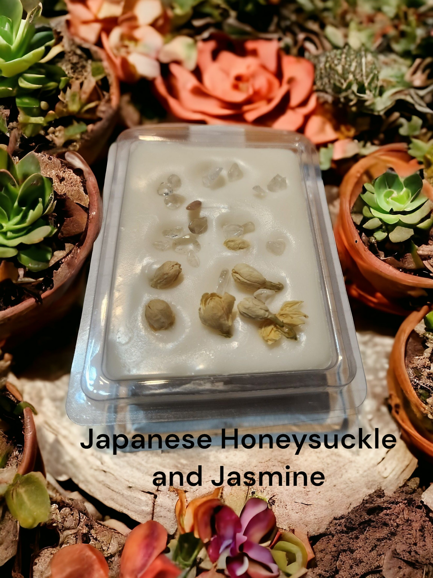 Strong Scented Soy Wax Melts with Crystals, Flowers Dried Orange Hand poured - 80-90g - Gift ideas - Made in Australia