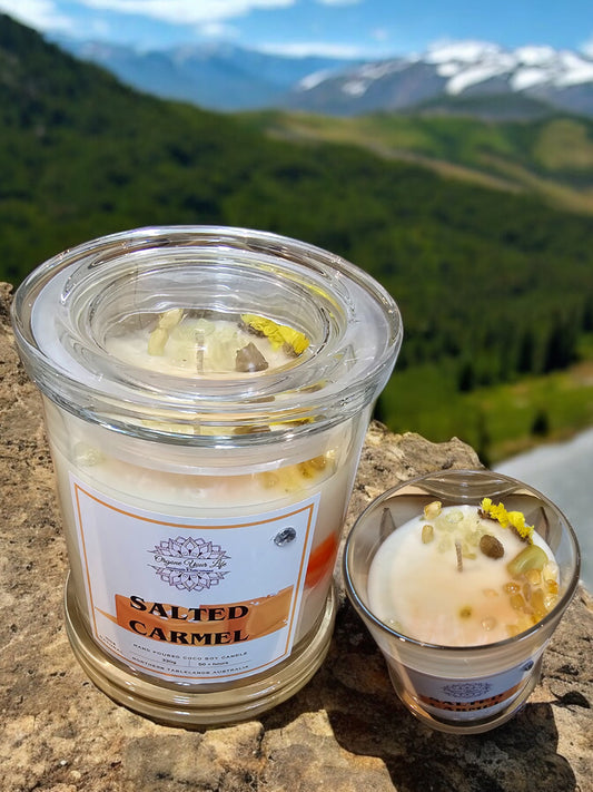 Strong Scented SALTED CARAMEL Marbled Organic Coco Soy Wax Candles Hand poured - 240g/280G/330g