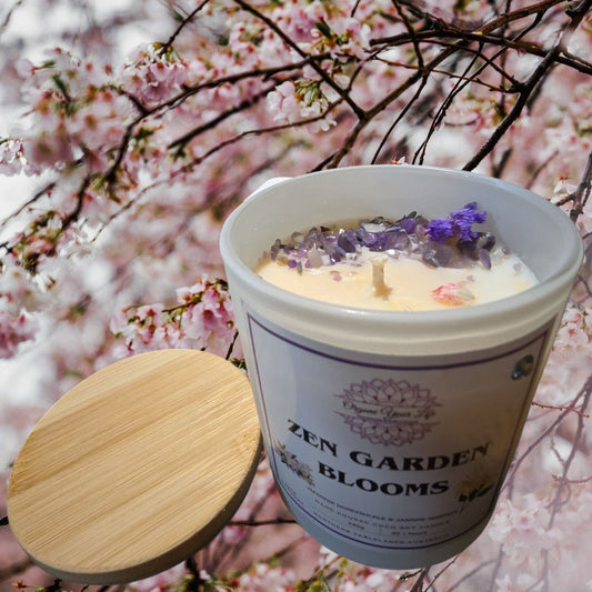 Strong Scented ZEN GARDEN BLOOMS Marbled Organic Coco Soy Wax Candles Hand poured - 240g/280g/330g