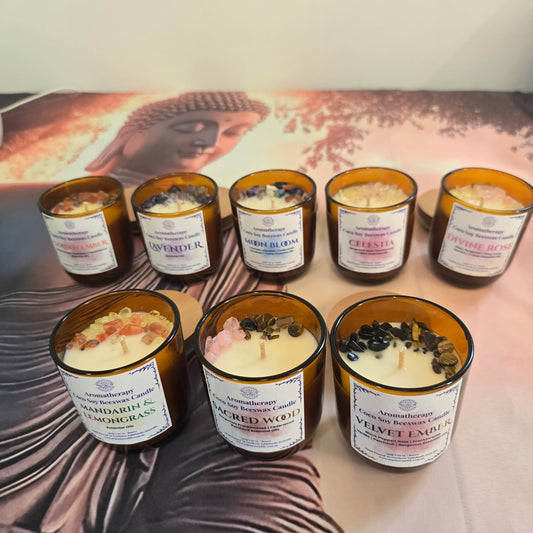 Aura Collection – Crystal Infused Aromatherapy Candles - Reiki Infused 140g - Choose Your Scent